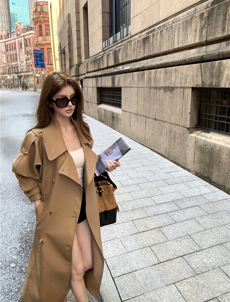 Long coat temperament windbreaker for women