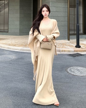 Mermaid slim shawl bottoming jumpsuit 2pcs set