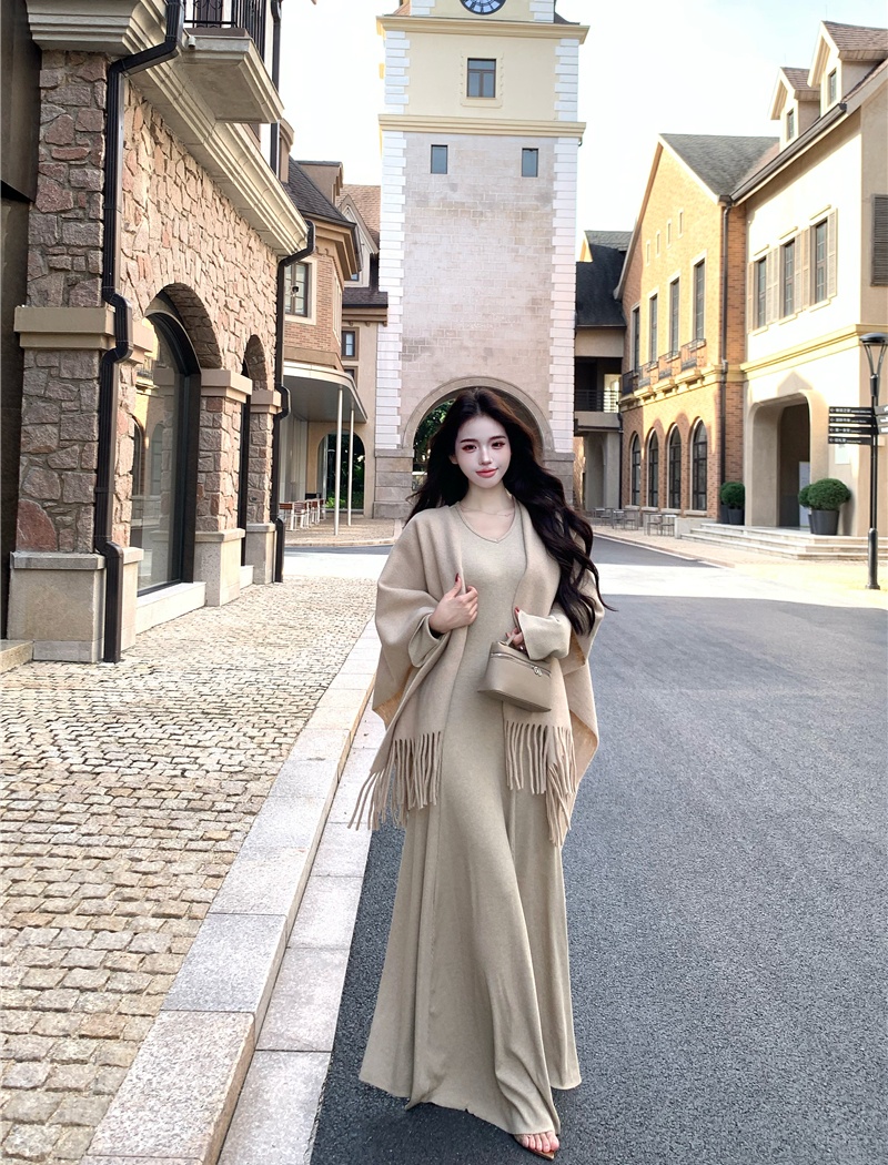 Mermaid slim shawl bottoming jumpsuit 2pcs set