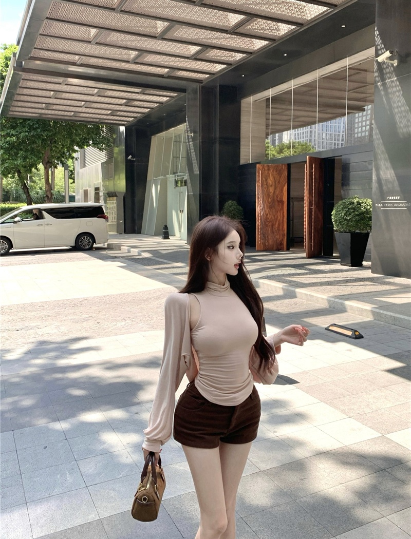 France style enticement heap collar slim temperament tops