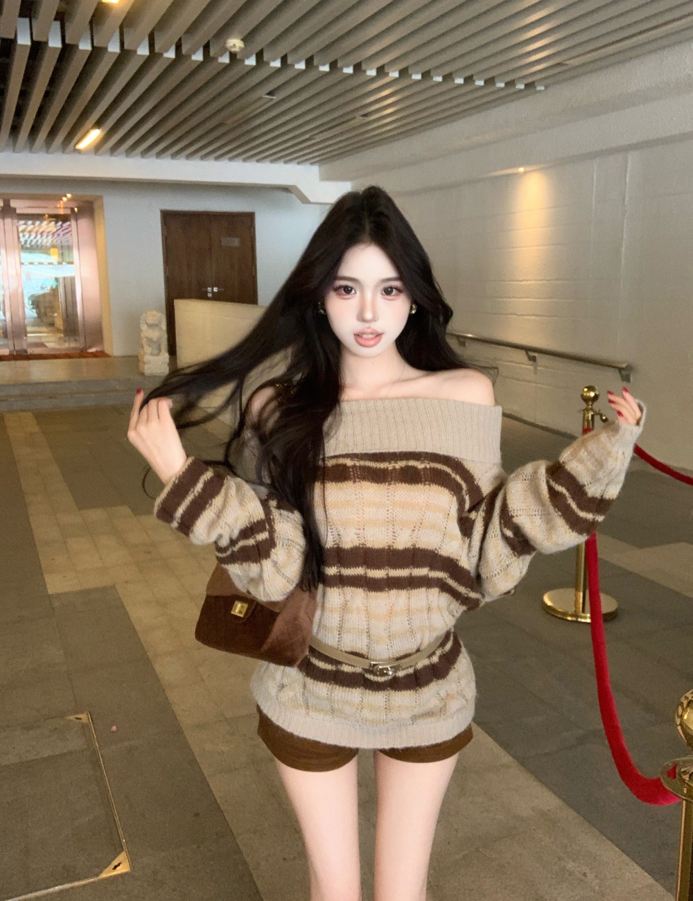 Korean style lazy tops knitted sweater for women