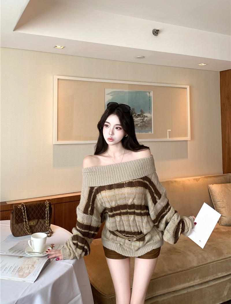 Korean style lazy tops knitted sweater for women