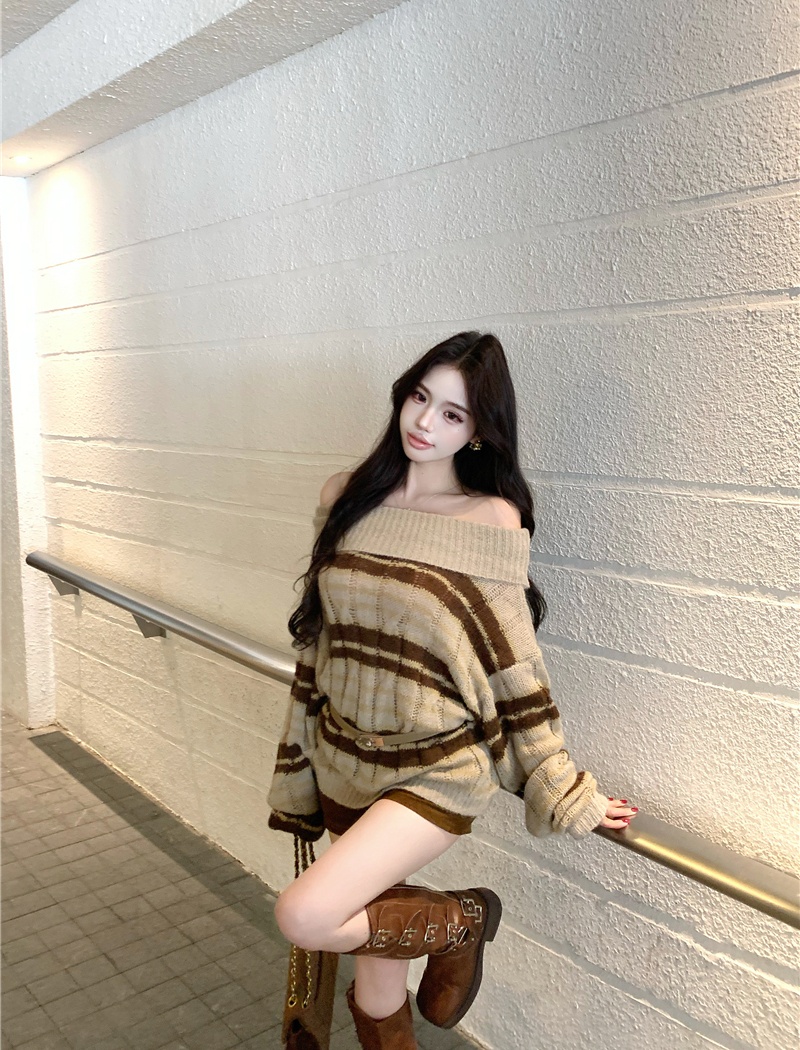 Korean style lazy tops knitted sweater for women
