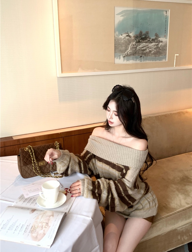 Korean style lazy tops knitted sweater for women