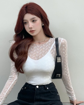 Thin sling gauze T-shirt tight long sleeve vest a set