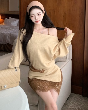 Spicegirl enticement strap dress bottoming sweater 2pcs set