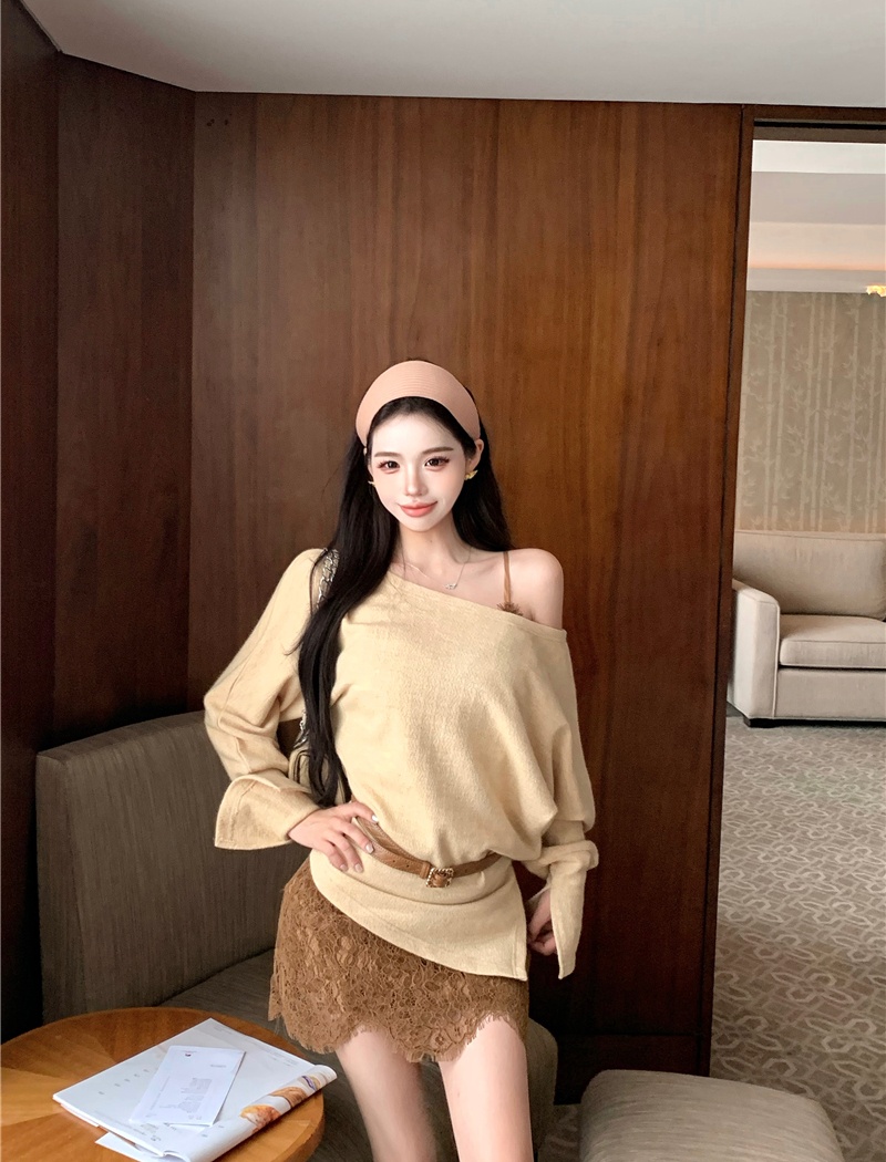 Spicegirl enticement strap dress bottoming sweater 2pcs set