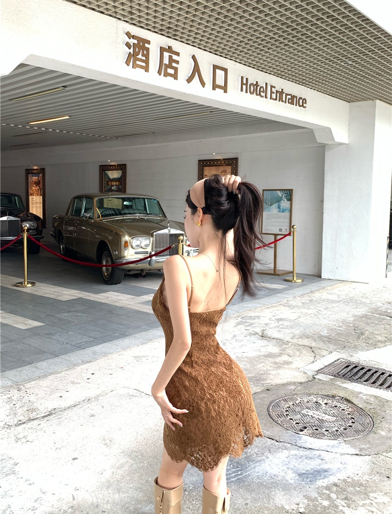 Spicegirl enticement strap dress bottoming sweater 2pcs set