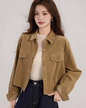 Short niche simple shirt long sleeve retro jacket for women