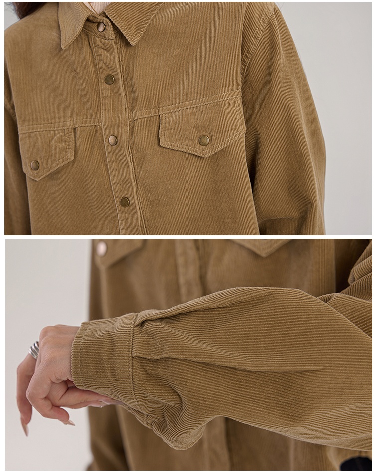 Short niche simple shirt long sleeve retro jacket for women