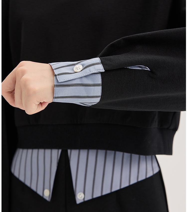 Fashion autumn tops splice long skirt 2pcs set for women