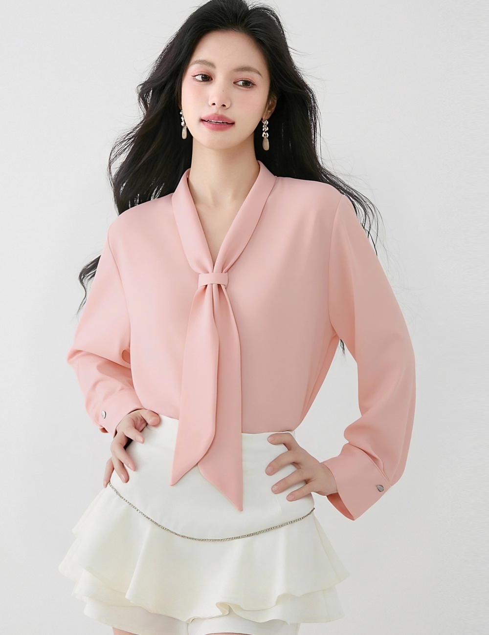 France style temperament shirt autumn drape tops for women
