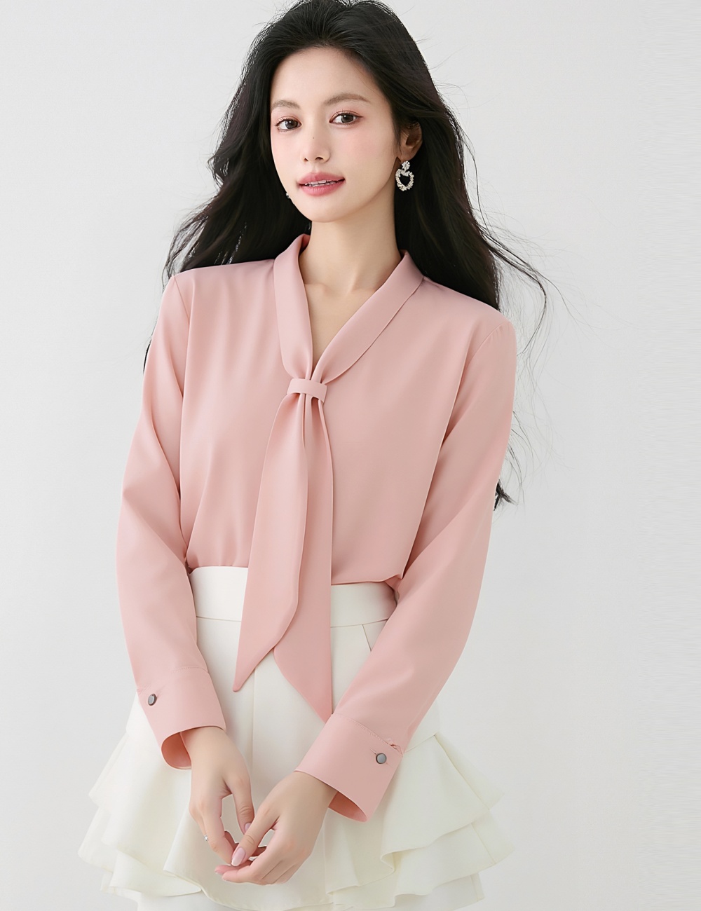 France style temperament shirt autumn drape tops for women