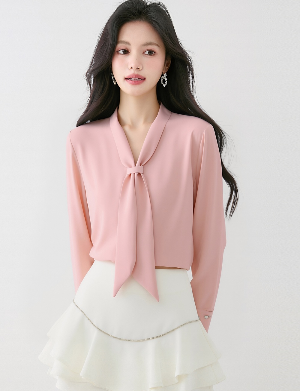 France style temperament shirt autumn drape tops for women