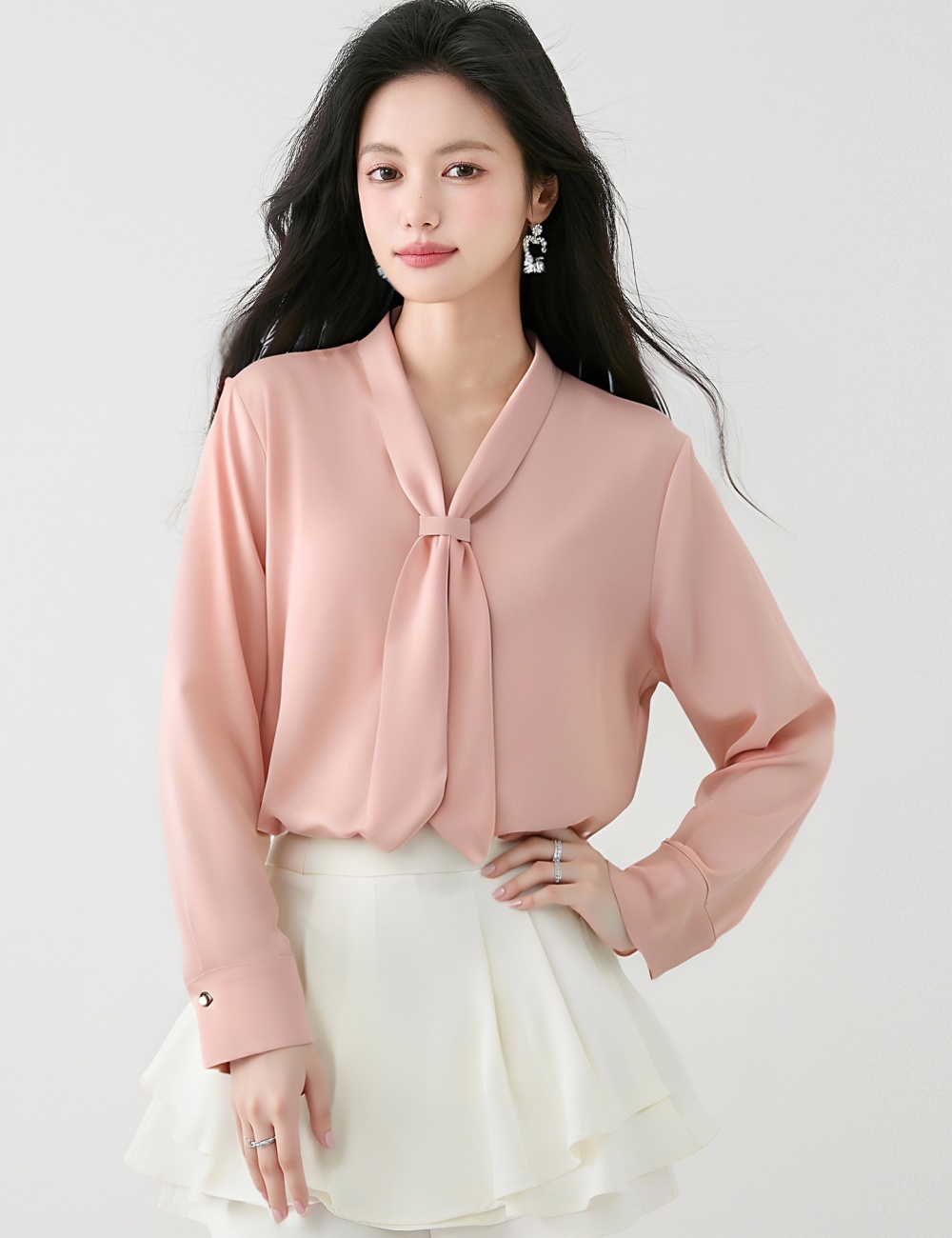 France style temperament shirt autumn drape tops for women