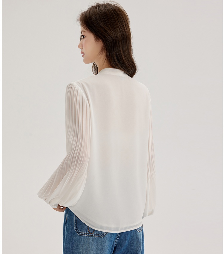 Organ white tops streamer chiffon shirt for women