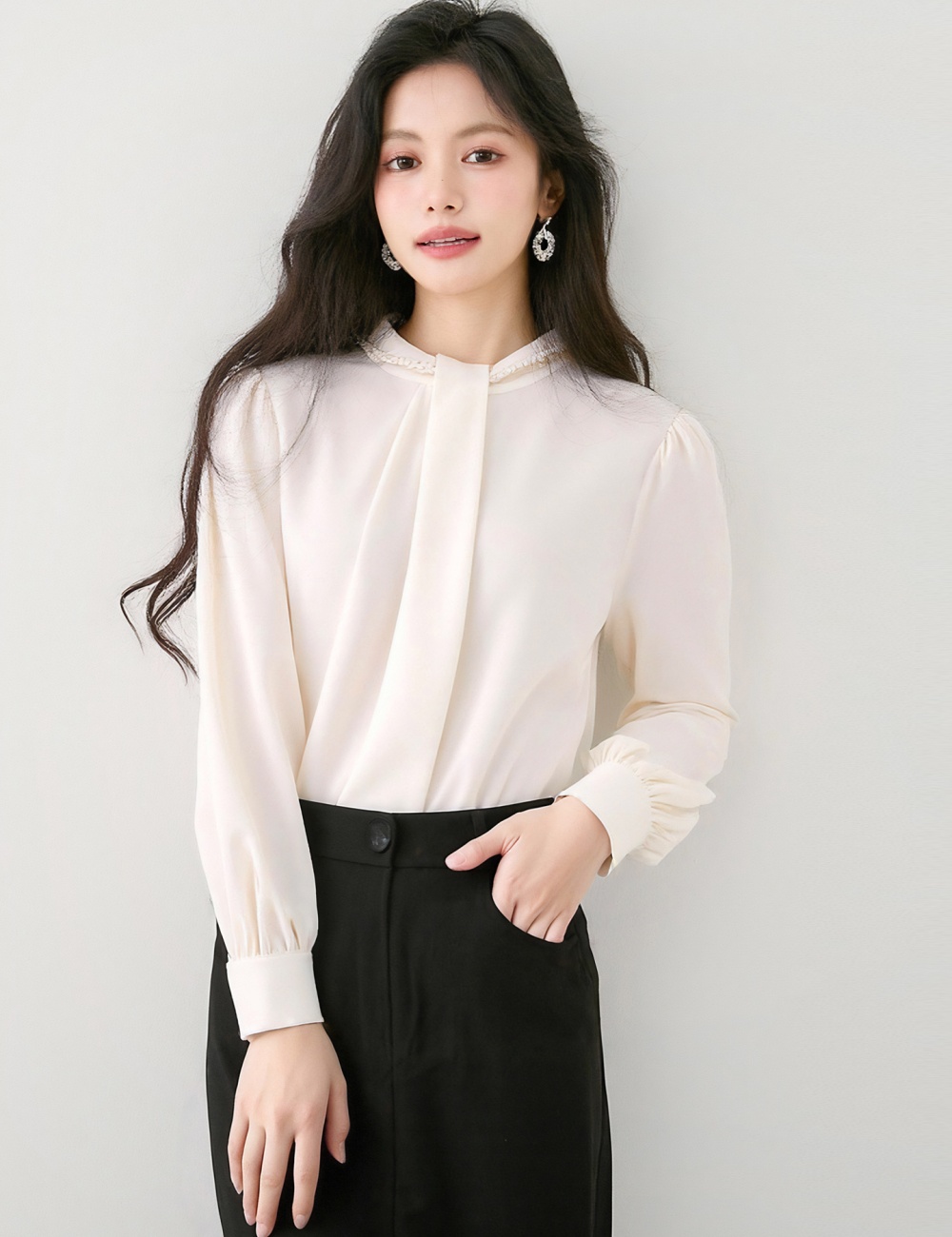 All-match autumn profession apricot shirt for women