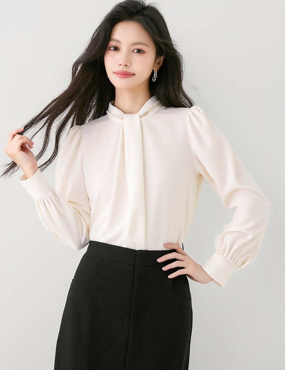 All-match autumn profession apricot shirt for women