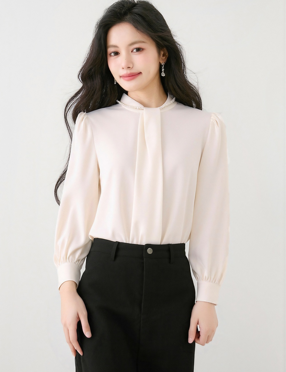 All-match autumn profession apricot shirt for women