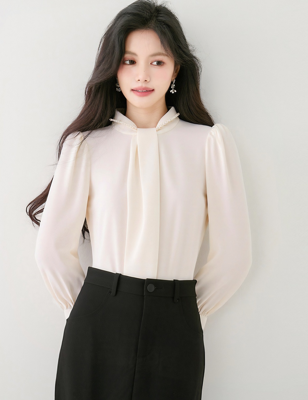 All-match autumn profession apricot shirt for women