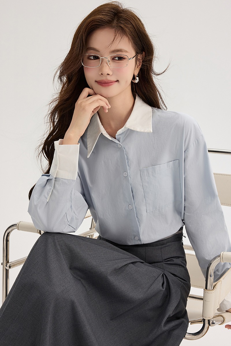 Slim retro all-match tops Casual temperament shirt for women
