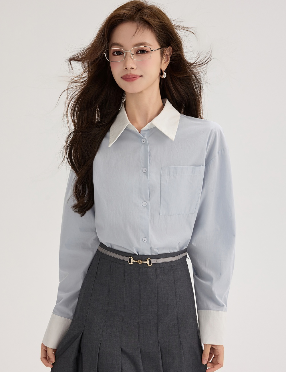 Slim retro all-match tops Casual temperament shirt for women