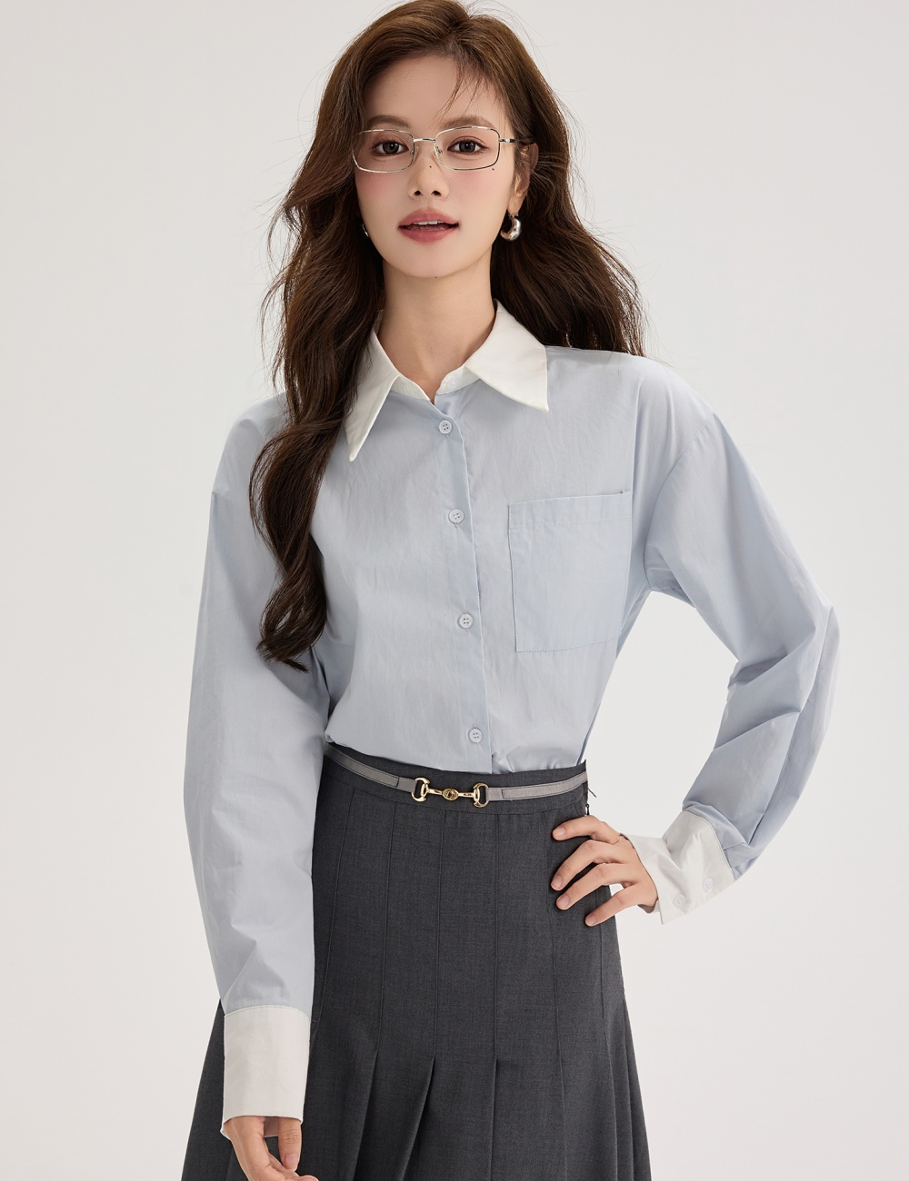 Slim retro all-match tops Casual temperament shirt for women