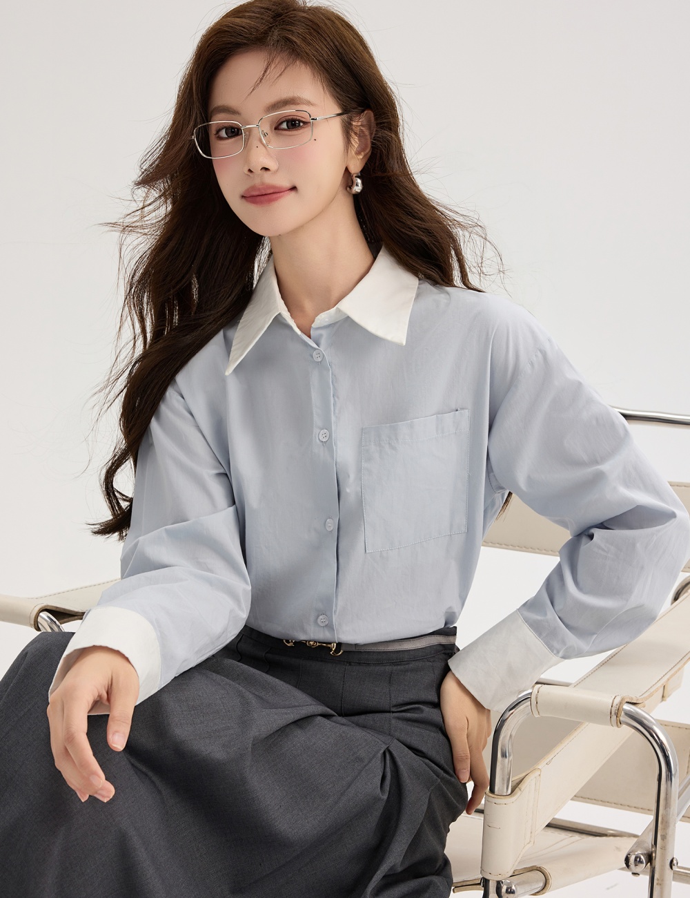 Slim retro all-match tops Casual temperament shirt for women