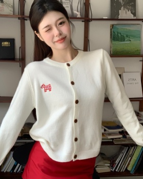 Autumn knitted sweet coat patch Korean style sweater
