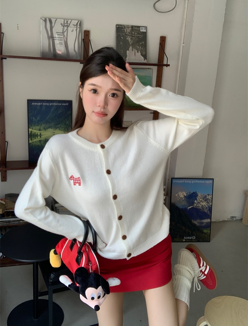 Autumn knitted sweet coat patch Korean style sweater