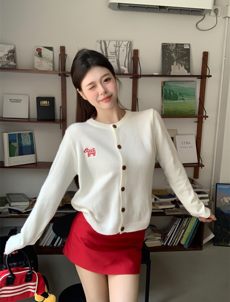 Autumn knitted sweet coat patch Korean style sweater