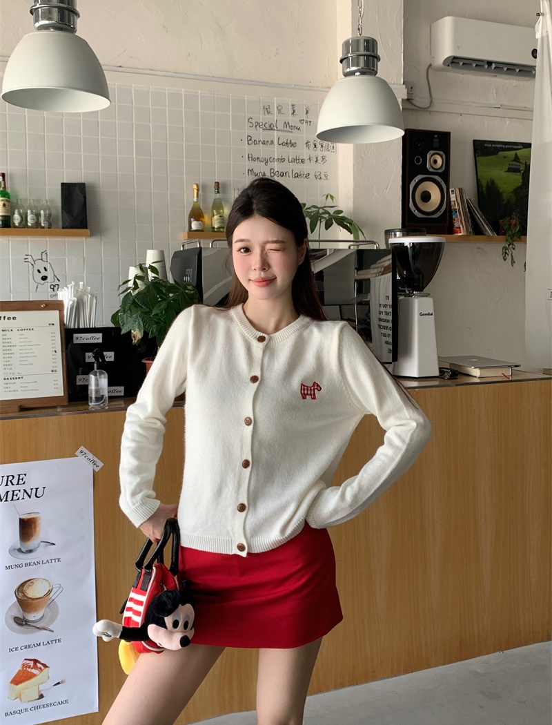Autumn knitted sweet coat patch Korean style sweater