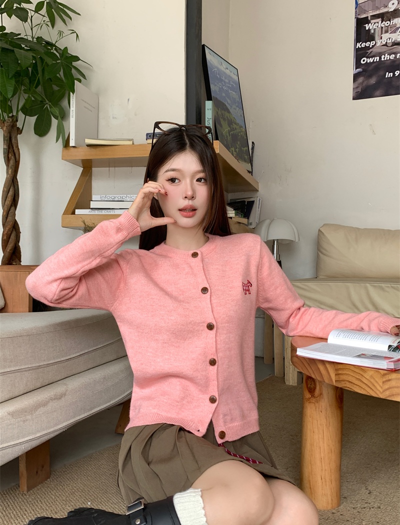 Autumn knitted sweet coat patch Korean style sweater