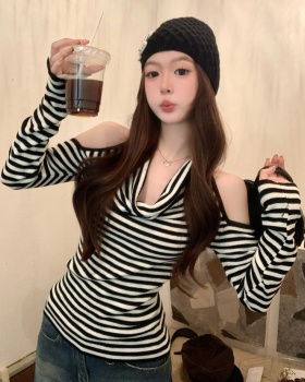 Stripe slim sweater long sleeve spicegirl T-shirt