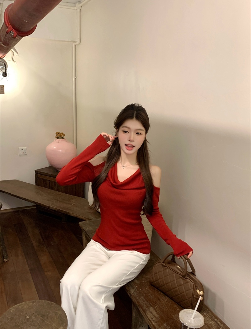 Stripe slim sweater long sleeve spicegirl T-shirt