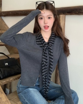 Autumn navy-blue shawl unique long sleeve tops
