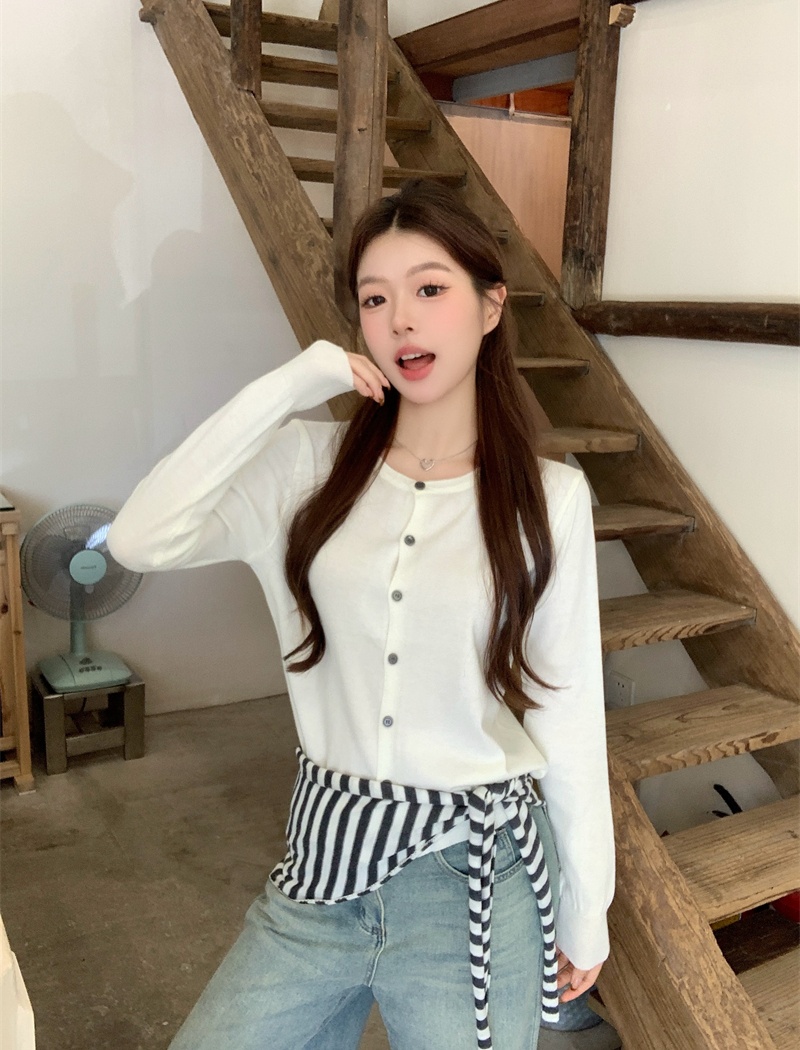 Autumn navy-blue shawl unique long sleeve tops