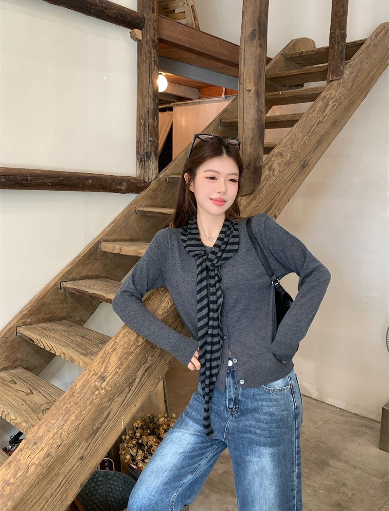 Autumn navy-blue shawl unique long sleeve tops