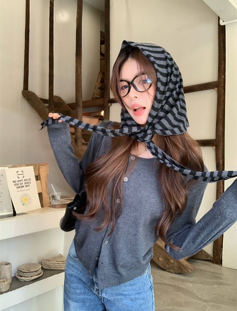 Autumn navy-blue shawl unique long sleeve tops
