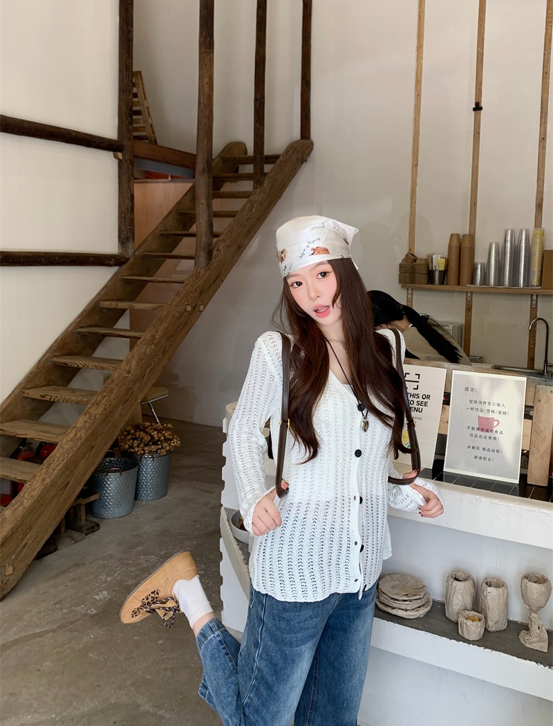 Pure sling cardigan autumn and winter simple sweater 2pcs set