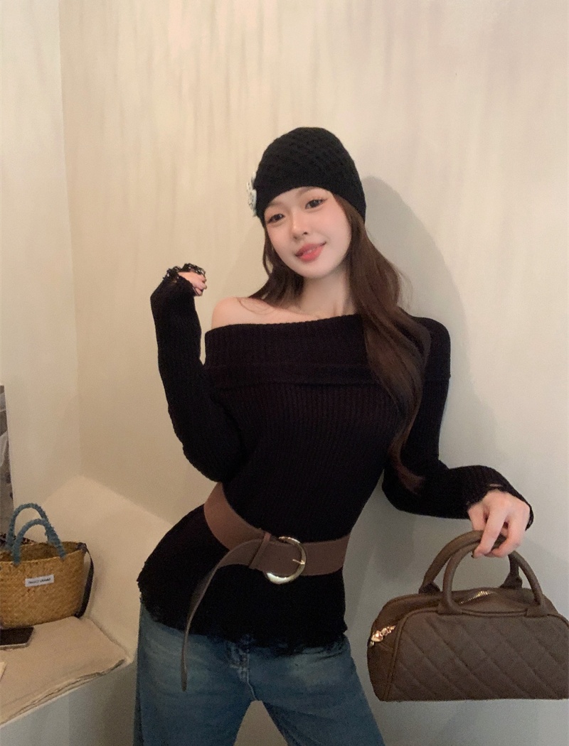Autumn holes tops temperament enticement sweater for women