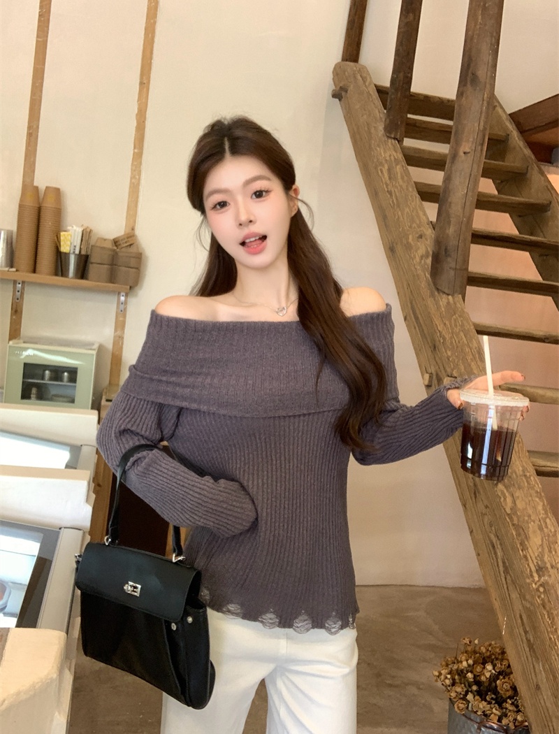 Autumn holes tops temperament enticement sweater for women