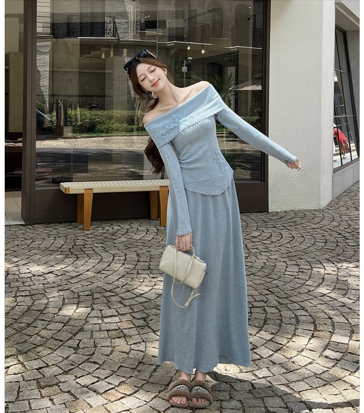 Fashion tops France style sweater 2pcs set for women