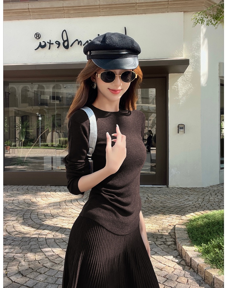 Simple knitted tops commuting skirt 2pcs set for women
