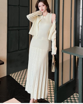 Tender dress chanelstyle cardigan 2pcs set