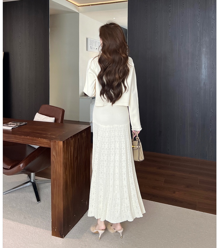 Tender dress chanelstyle cardigan 2pcs set