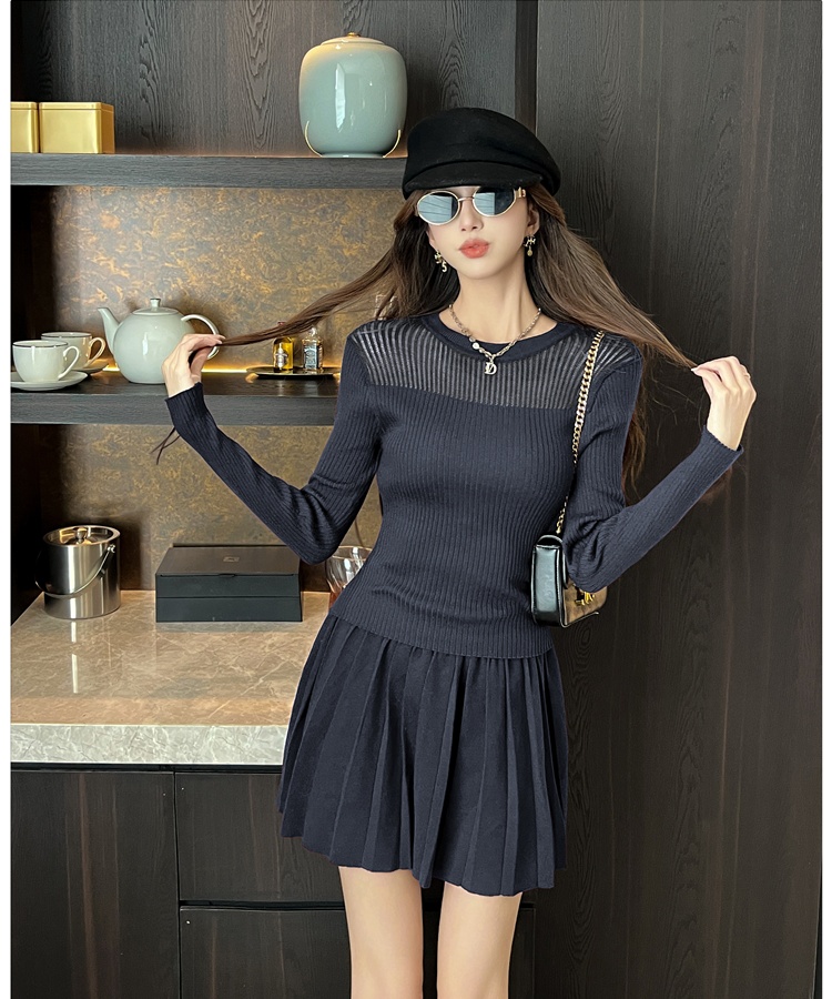 Simple sweater fashion short skirt 2pcs set