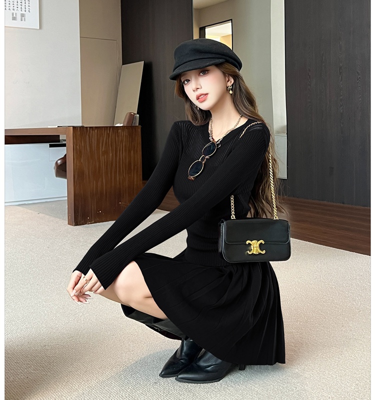 Simple sweater fashion short skirt 2pcs set