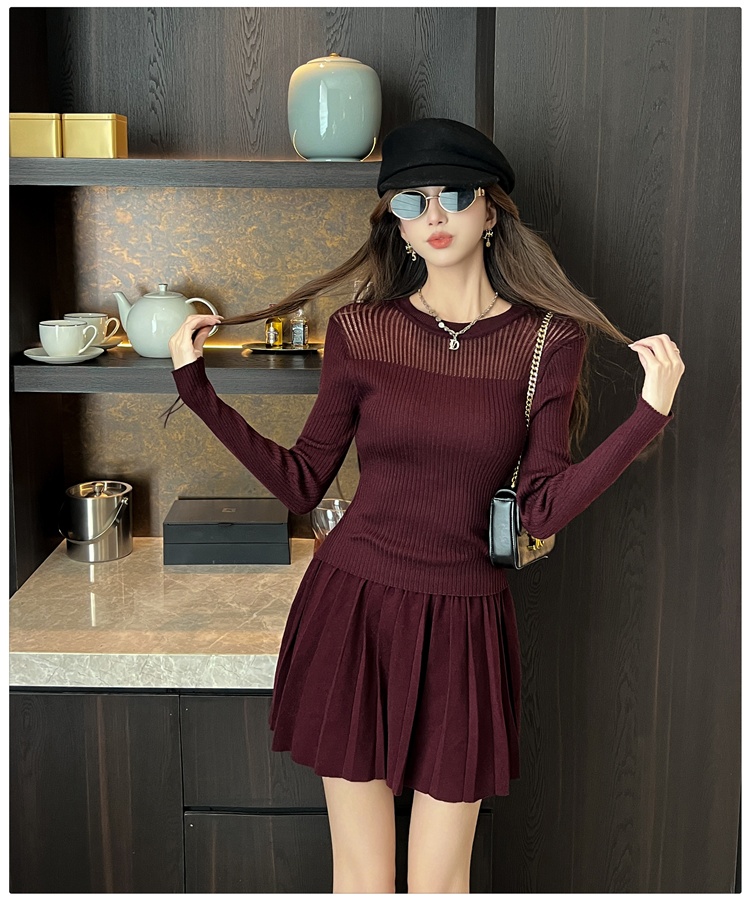 Simple sweater fashion short skirt 2pcs set