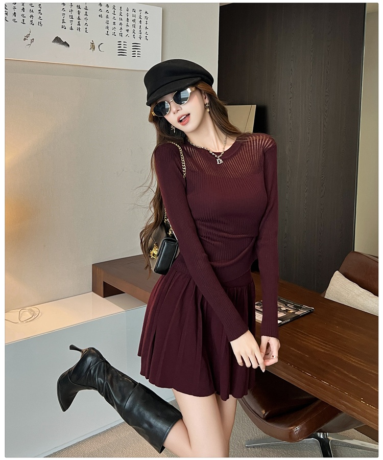 Simple sweater fashion short skirt 2pcs set